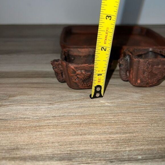 Yixing Zi Ni Vintage Brown Clay Miniature Tea Pot Set With Tray Carved 6 Piece - Picture 7 of 11